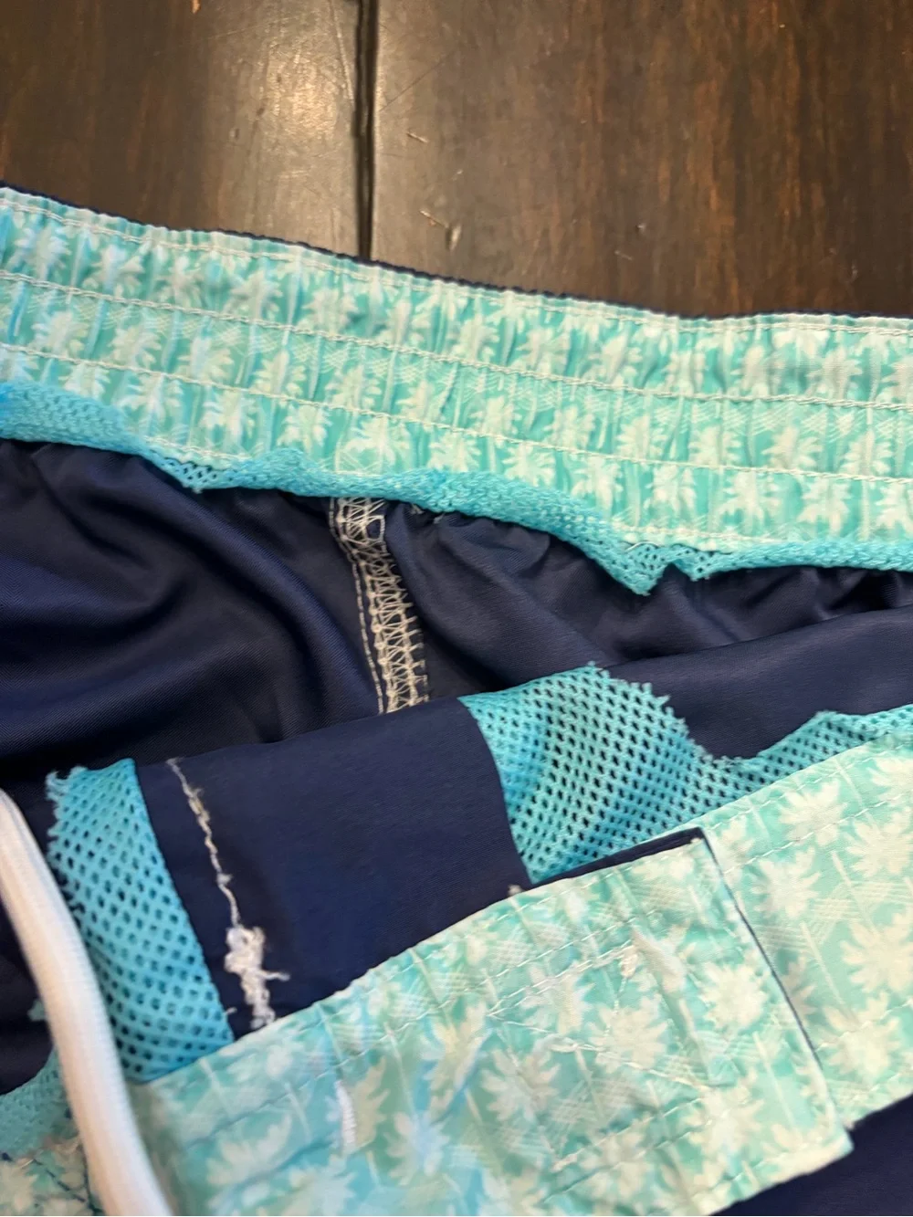 Men's Navy Blue Swim Trunks with Contrast Stitching size large